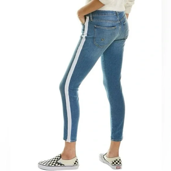 Hudson Natalie Mid Rise Super Skinny Ankle Jeans White Side Stripe Women’s 27 - Picture 1 of 13